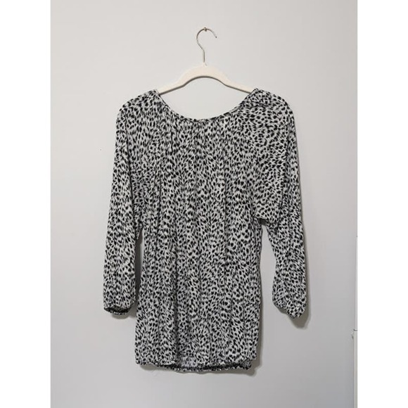 MICHAEL Michael Kors Peasant Blouse Leopard Print Black Women's Size L Shirt - Picture 2 of 9